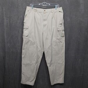 Ozark Wilderness Men Cargo Pants Pleated Reinforced Knee 36x29 Beige